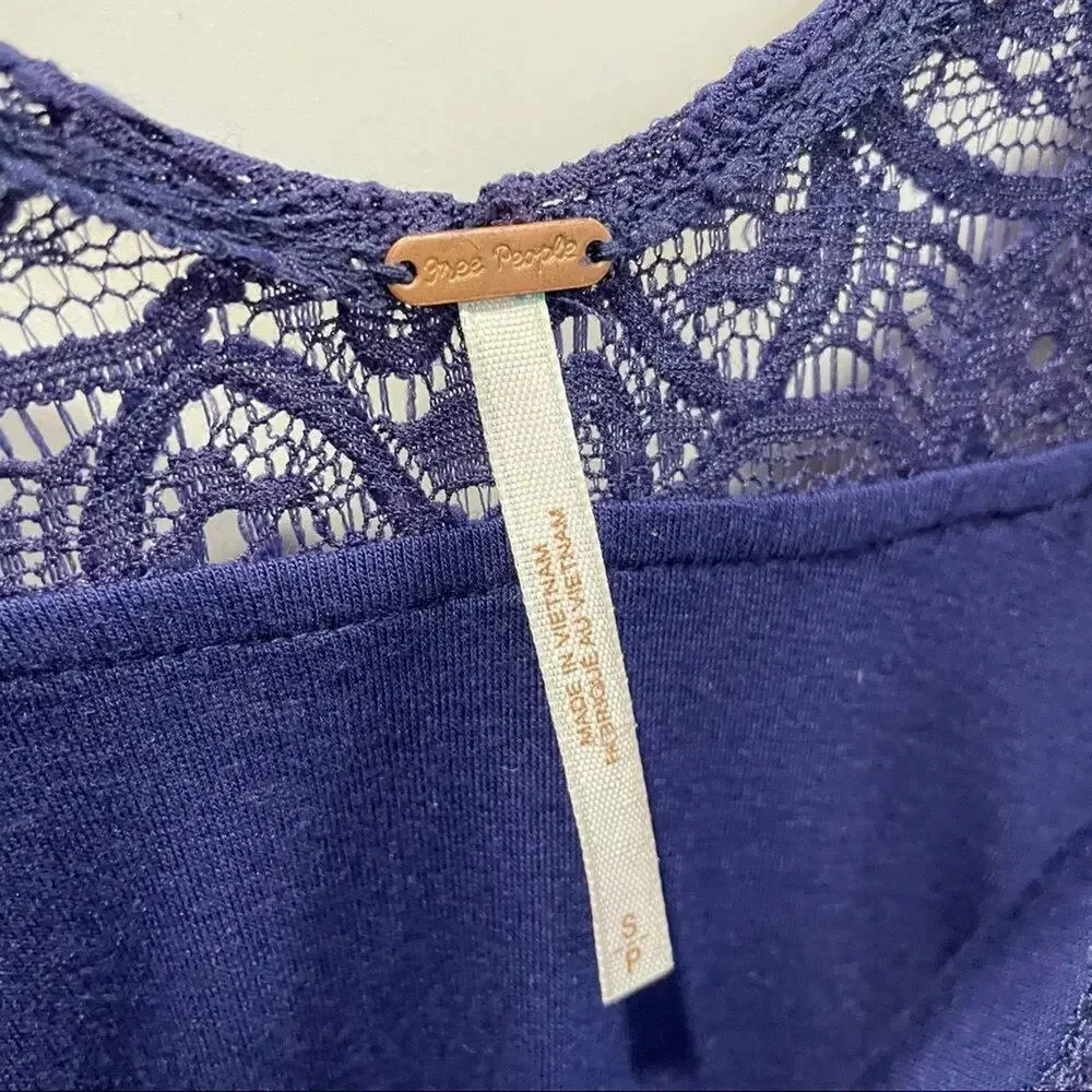 FREE PEOPLE Shake It Up Swing Mini Dress Blue Lace Size Small Skater